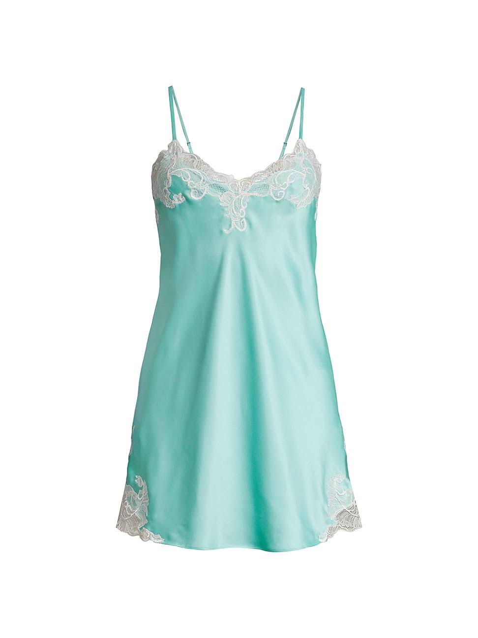 Satin and Lace V-Neck Sleeveless Chemise T461