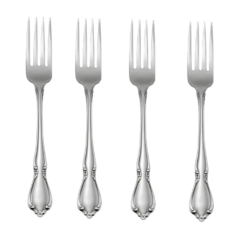 18/8 Stainless Steel Flatware Set of 4 Dinner Forks U28577