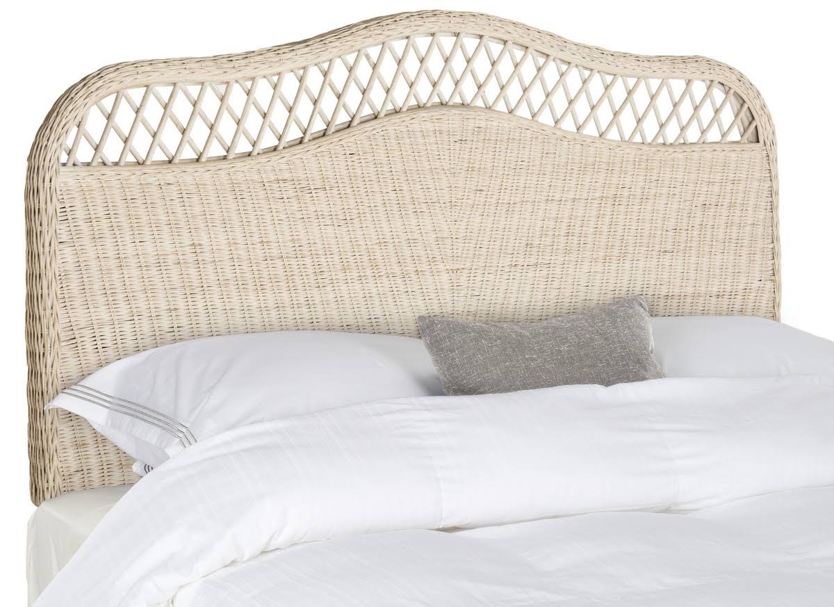 White Washed Rattan Headboard King Q3390