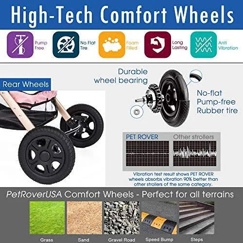 Extra-Long Heavy Duty Pet Stroller with Convertible Compartment J856685