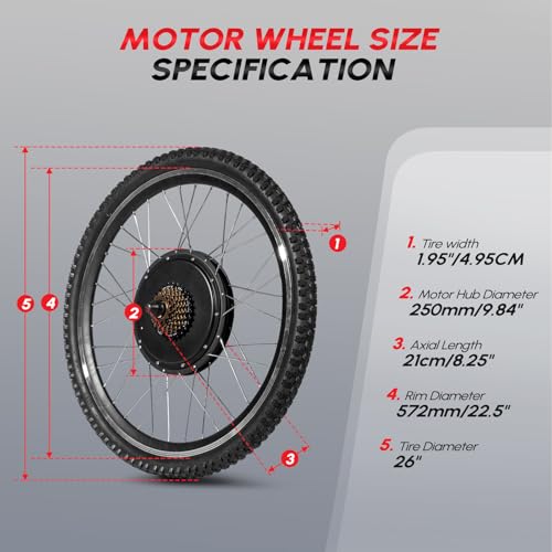 48V 1000W 26" Front/Rear Wheel Electric Bike Hub Motor Kit I8998