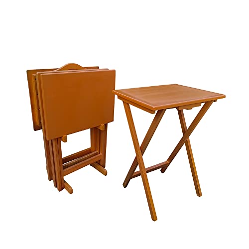Set of 4 Solid Wood Folding TV Tray Table C9474