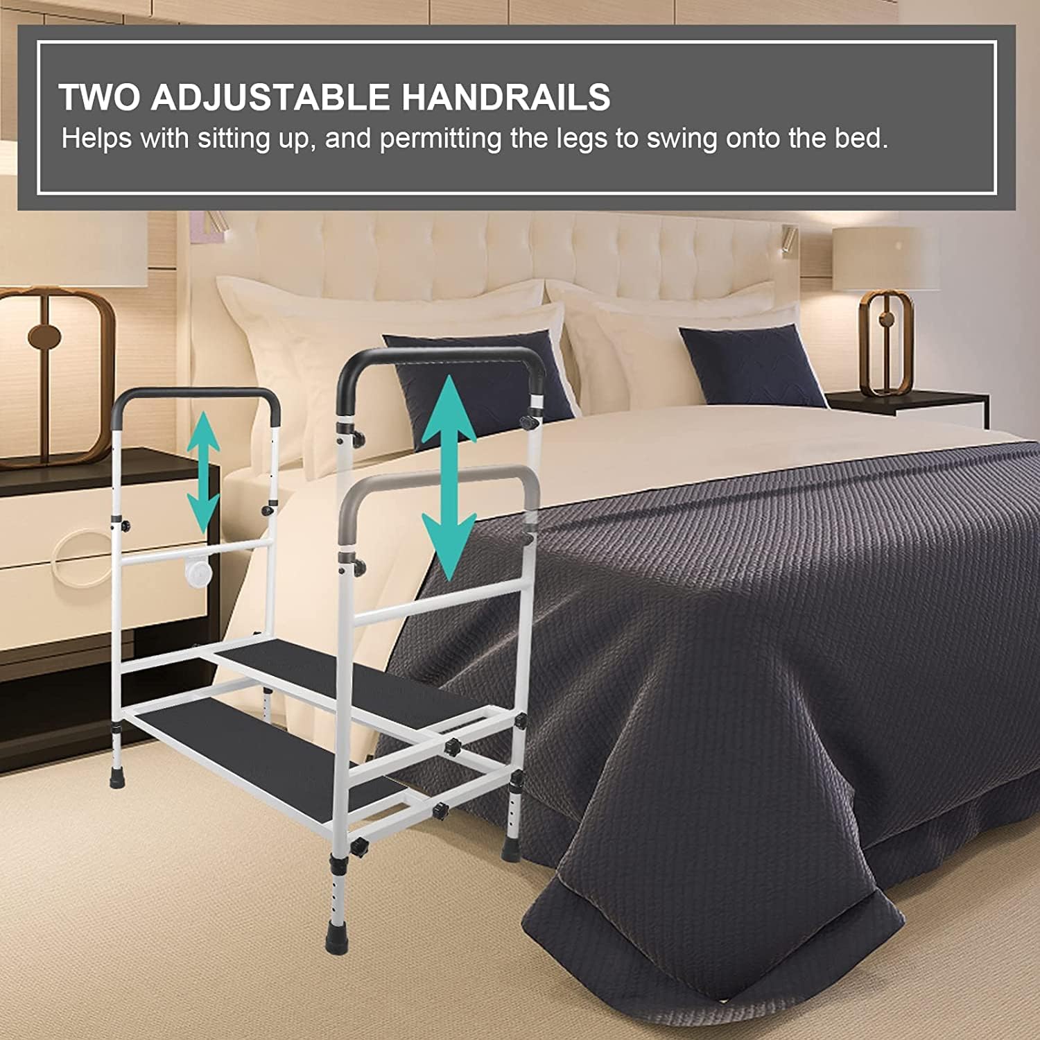 Heavy Duty Bed Rails with Adjustable Height and LED Light L16621