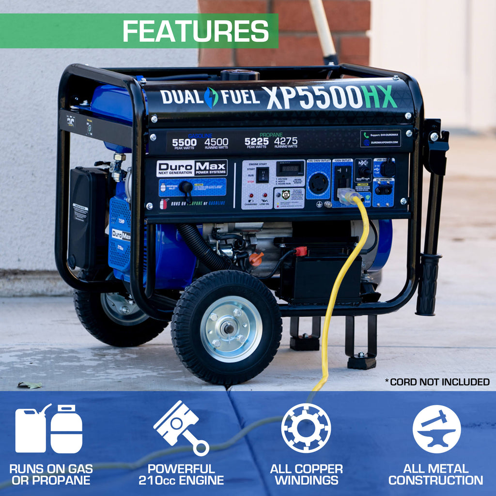 5,500/4,500-Watt Dual Fuel Gasoline/Propane Portable Generator X8569
