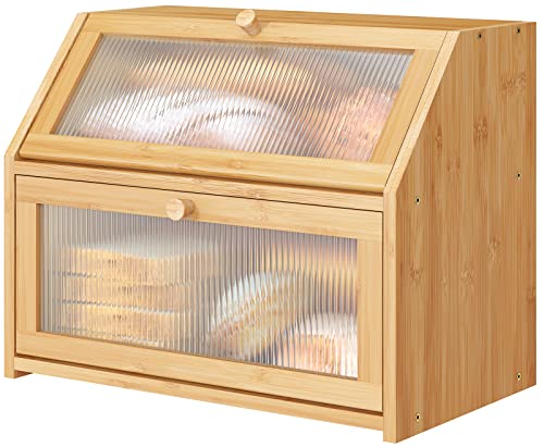 Large Bamboo Wood Bread Box K6296