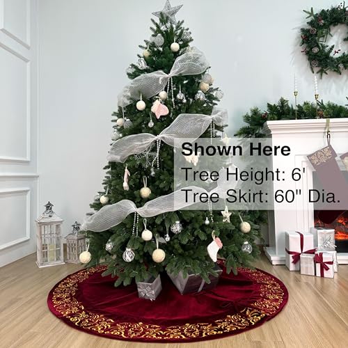 Burgundy Velvet Christmas Tree Skirt I493