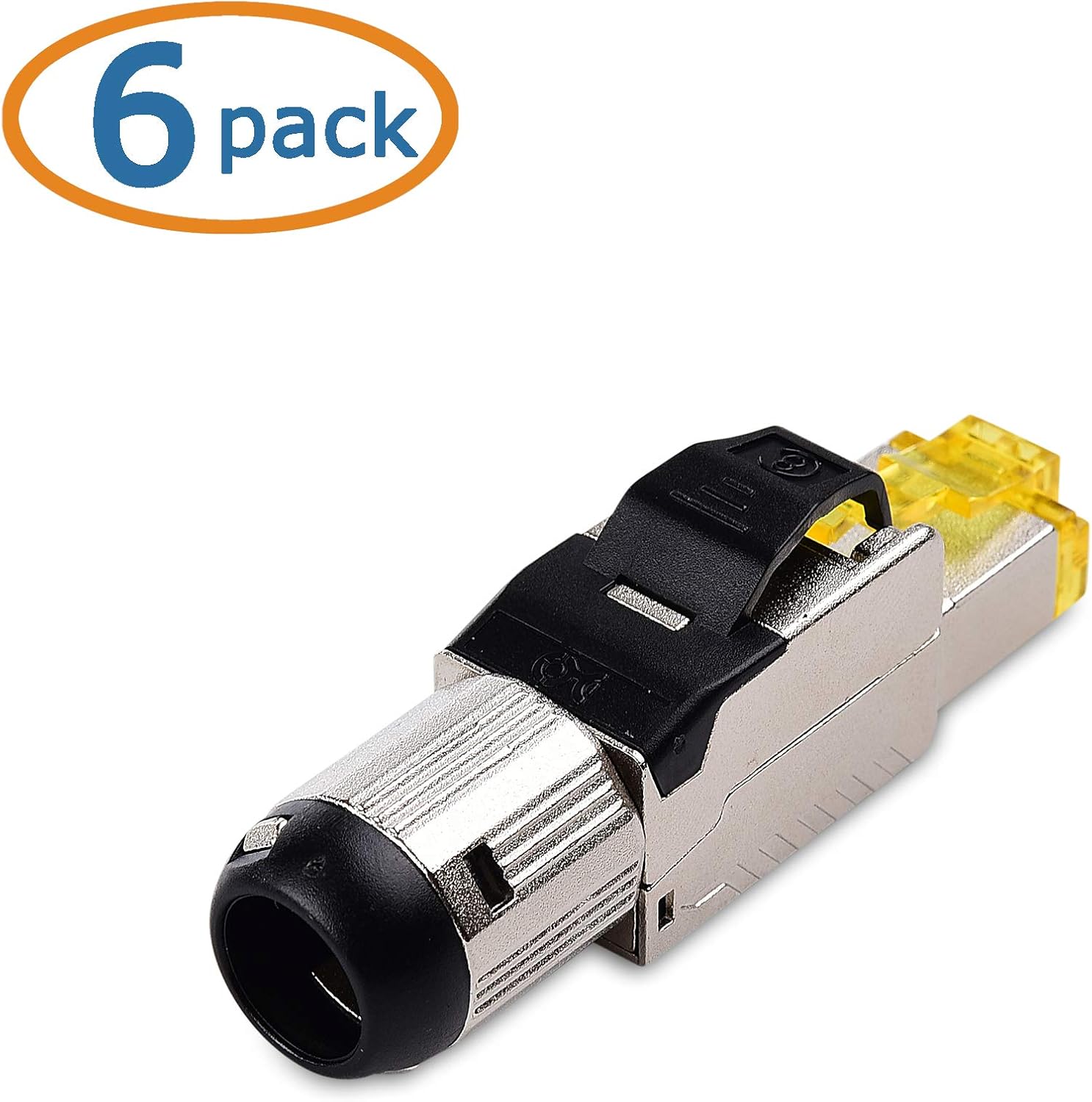 6-Pack Shielded Cat8 RJ45 Connector V30545