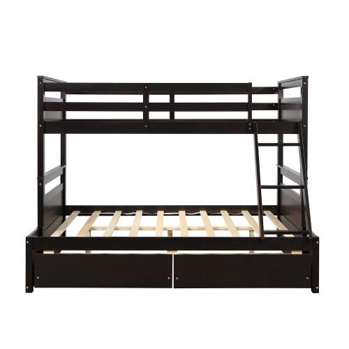 Gray Solid Wood Twin Over Full Bunk Bed Frame I36457