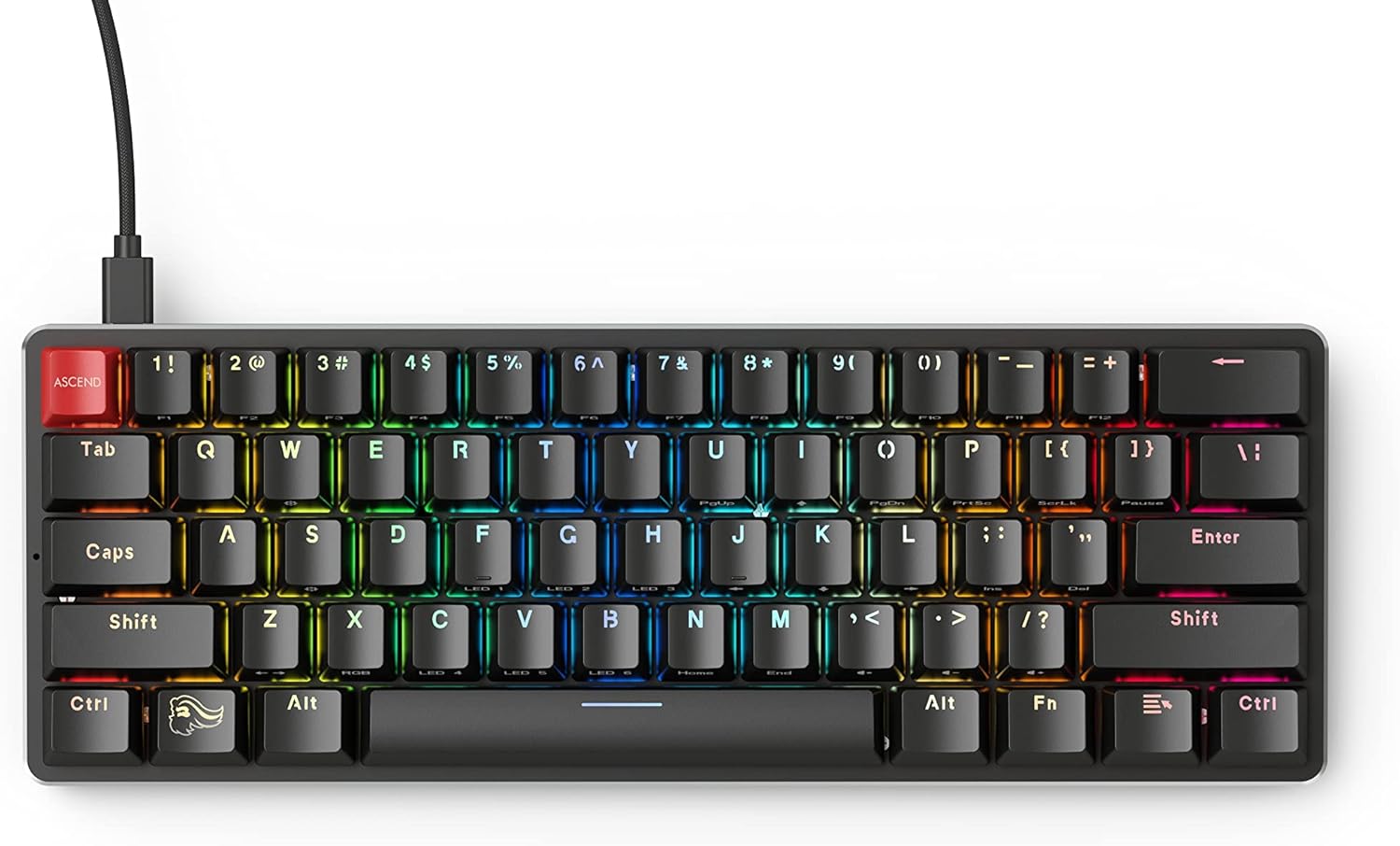 TENKEYLESS 87 Key RGB LED Backlit Mechanical Keyboard with Brown Switches T8750