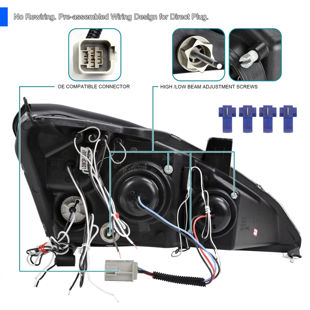 Black LED Projector Headlights Pair Y6726