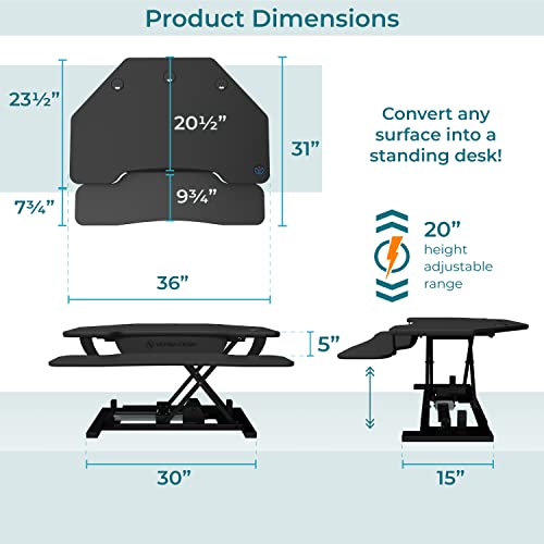 36 Inch Motorized Height-Adjustable Standing Desk Converter with Keyboard and Mouse Tray, Black S287