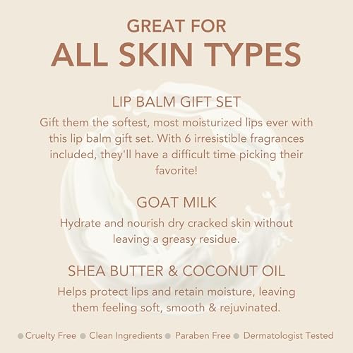 6 Pc Lip Balm Vanilla, Coconut, Milk & Honey, Berry, Peppermint, Blood Orange Scented Chapstick 0.28oz S534