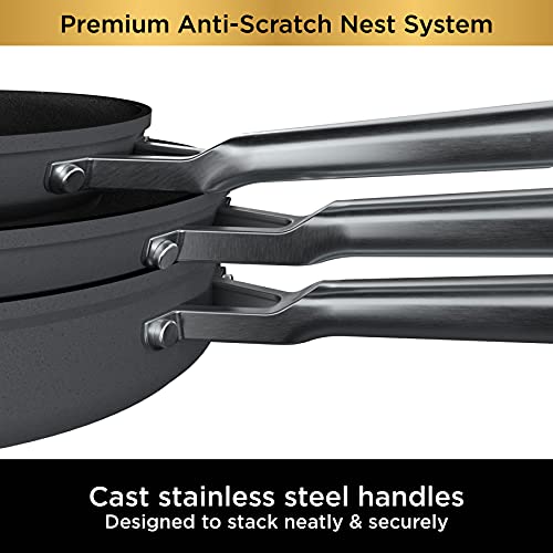 10 Piece Hard Anodized Nonstick Pots & Frying Pans Set with Glass Lids Y679
