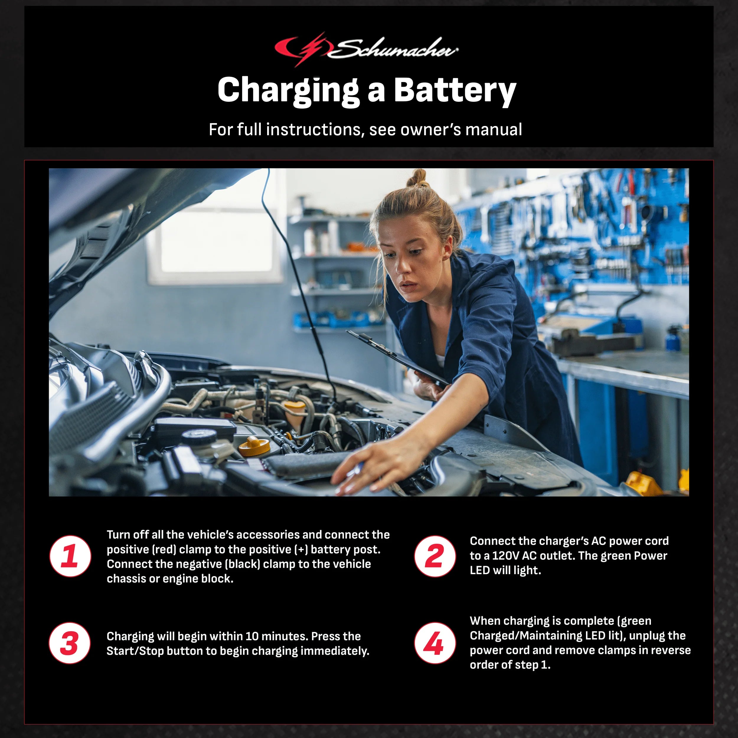 10-Amp 12V Fully Automatic Battery Charger and Maintainer V270