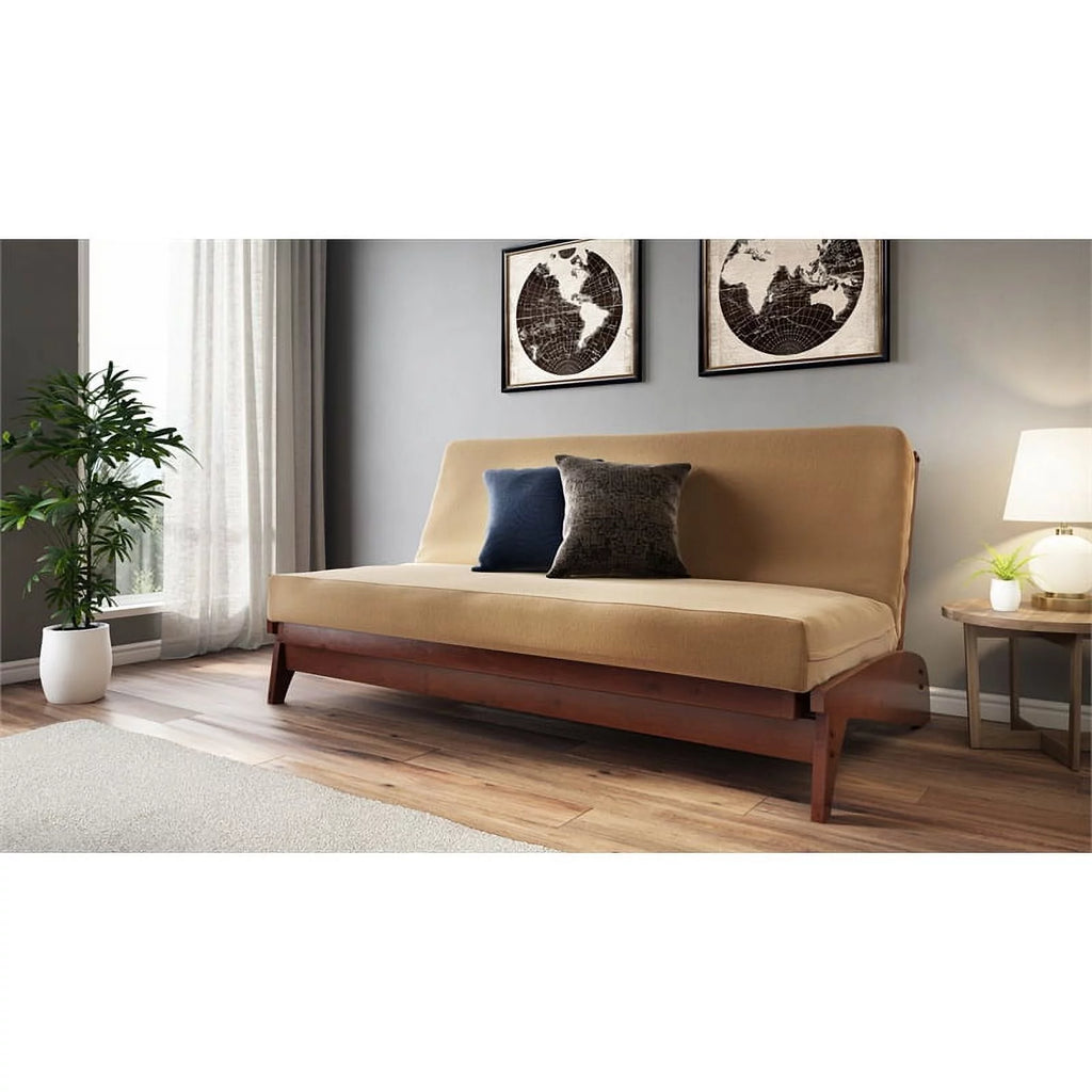 Full Size Dark Cherry Wood Futon Frame O590