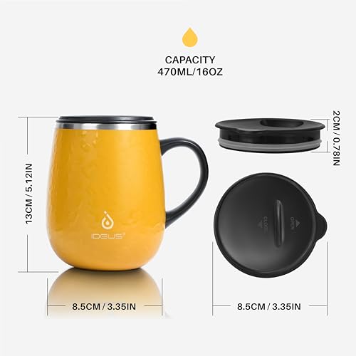 16 oz Insulated Stainless Steel Coffee Mug with Handle and Lid, Ocean Blue I31997