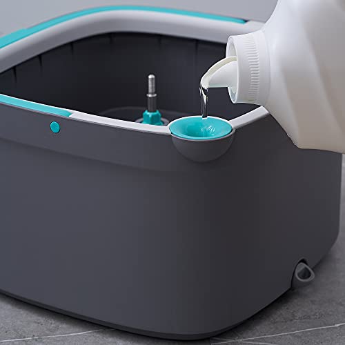 Square Spin Mop and Bucket with 2 Machine Washable Mop Pads E662