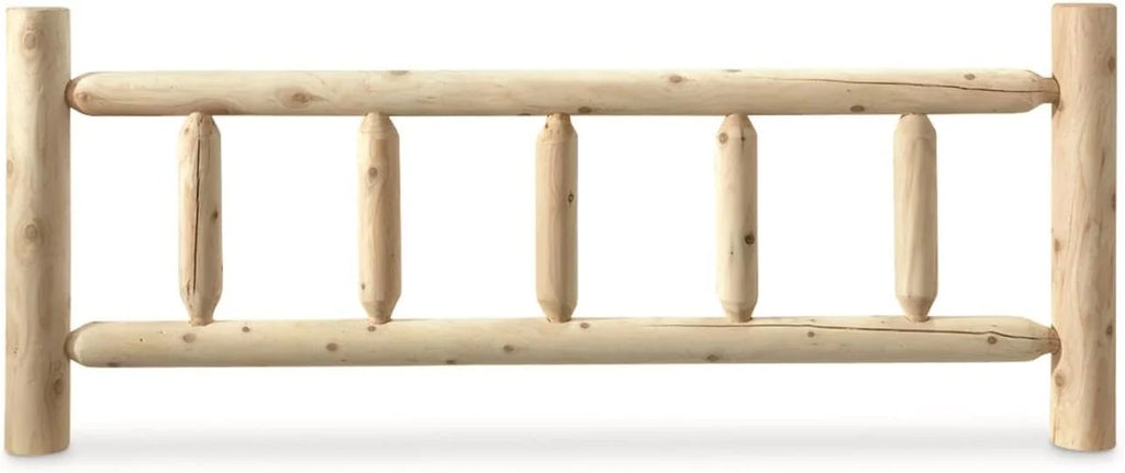 Rustic Natural Unfinished Wooden Queen Bed with Headboard and Footboard U271