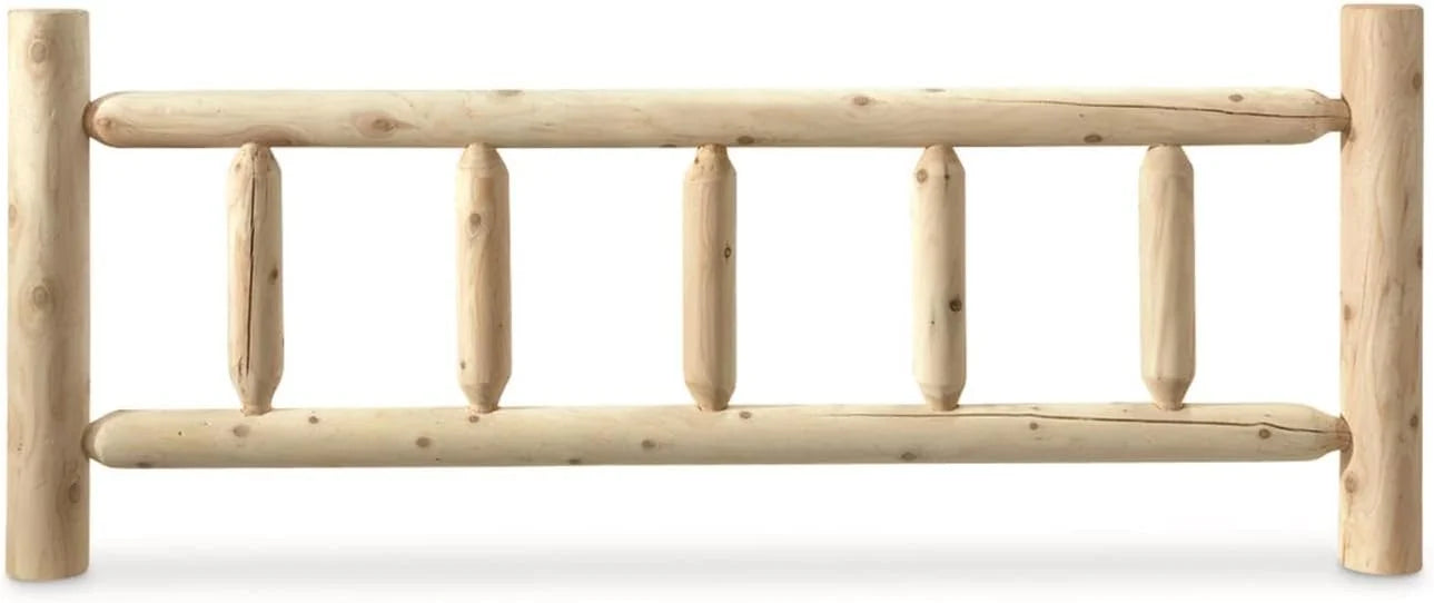 Rustic Natural Unfinished Wooden Queen Bed with Headboard and Footboard U271
