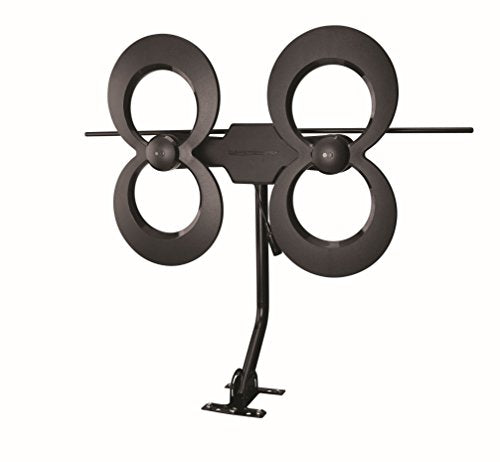 Black Multi-Directional UHF VHF TV Antenna with 20-inch Mast D618