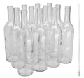 750ml Glass Bordeaux Wine Bottle Flat-Bottomed Cork Finish Clear Case of 12 R858079