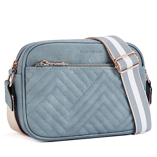 Quilted Crossbody Bags Vegan Leather Small Shoulder Handbags with Wide Strap E9811