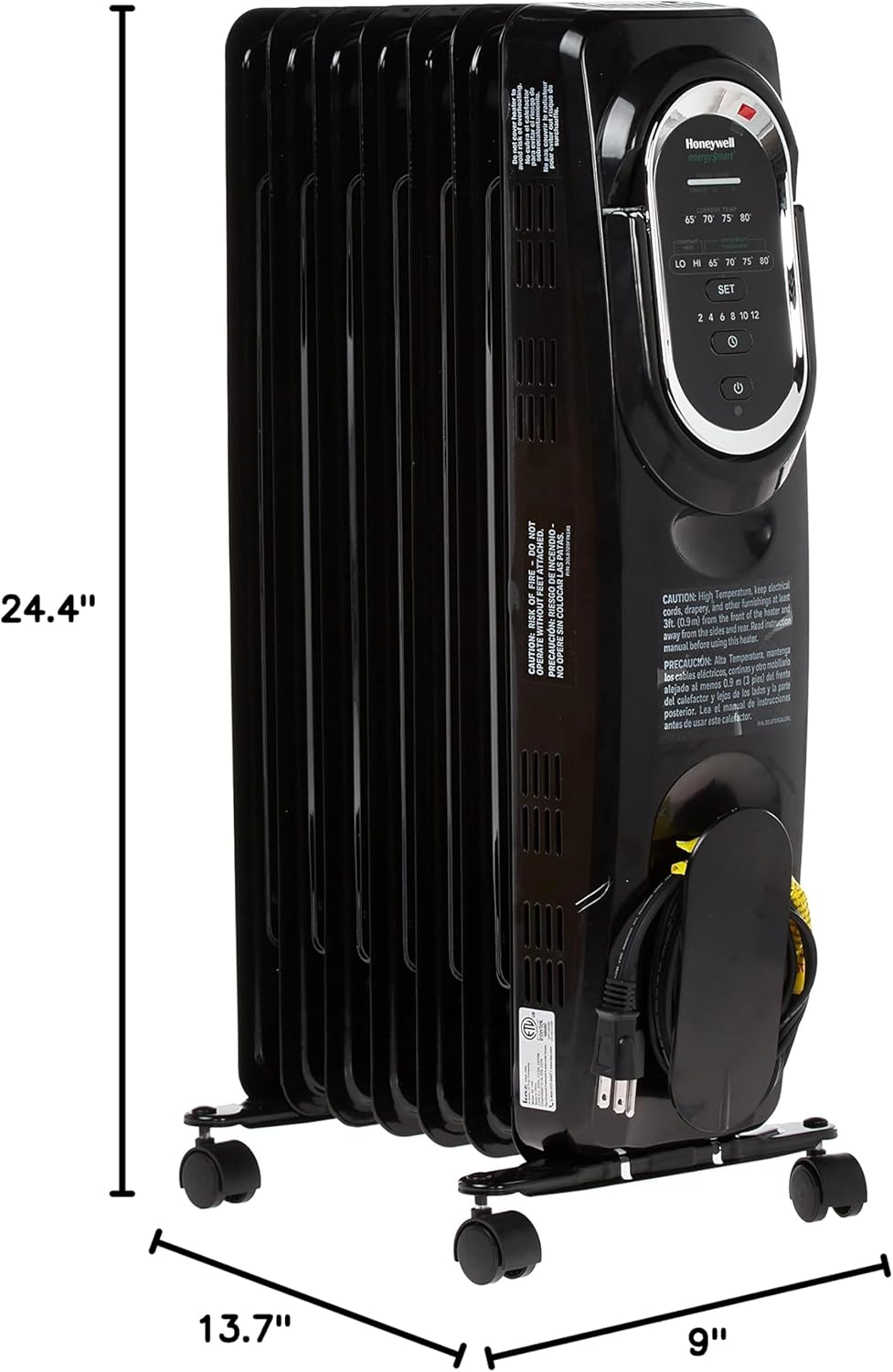 Black Electric Oil Filled Radiator Heater B7284