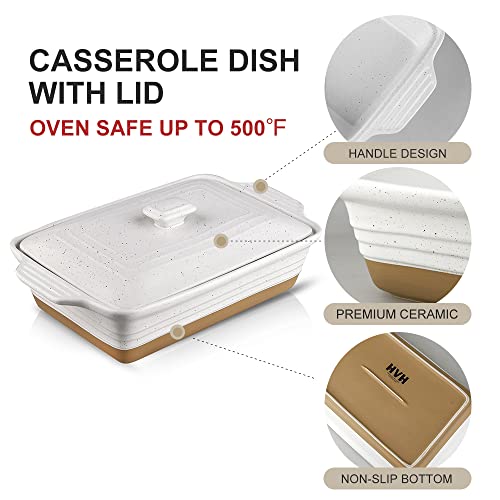 White 3.5 Quart Ceramic Casserole Dish with Lid F541076
