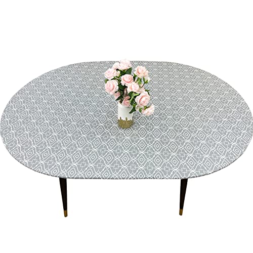 Round Vinyl Fitted Tablecloth with Elastic Edge for 40"-44" Round Table Y198
