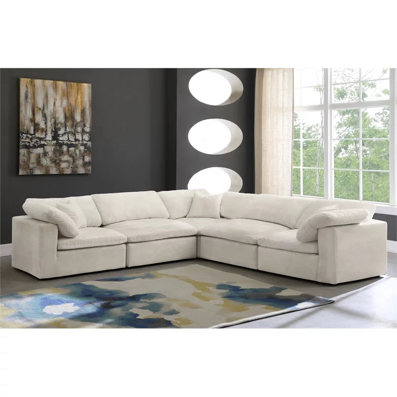 Cream Velvet Modular Sectional Sofa Y170