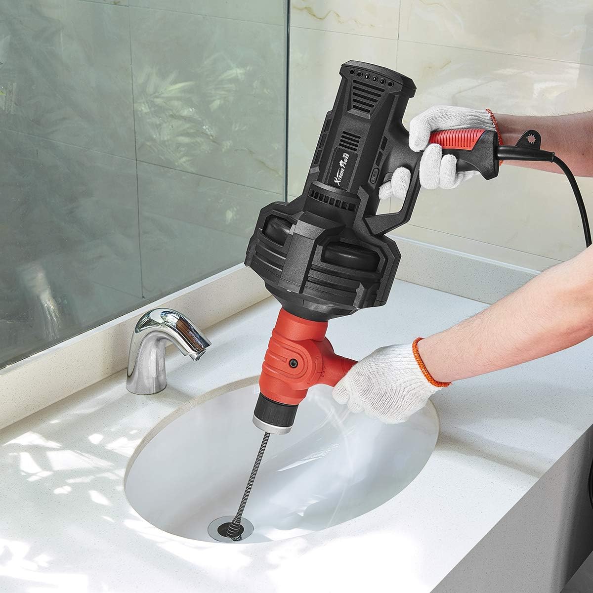Handheld Auto Feed Snake Drain Auger with 25 ft Cable F6645