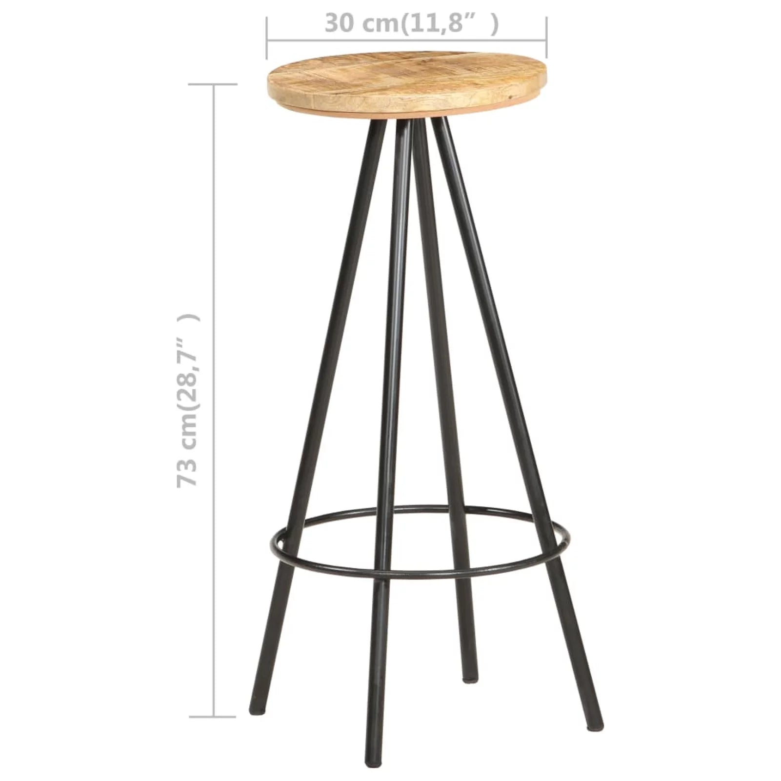 2 pcs Rough Mango Wood Bar Stools I394