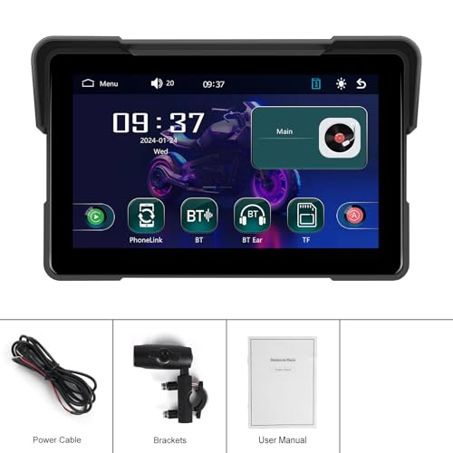 7Inch Motorcycle Carplay Screen, Wireless CarPlay & Android Auto with Waterproof Touchscreen S6764