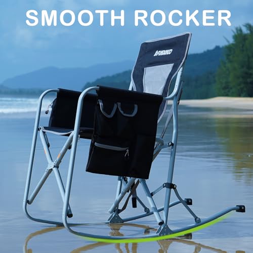 Oversized Rocking Camping Chair with Cooler and Side Pocket (Black/Grey) Y59624