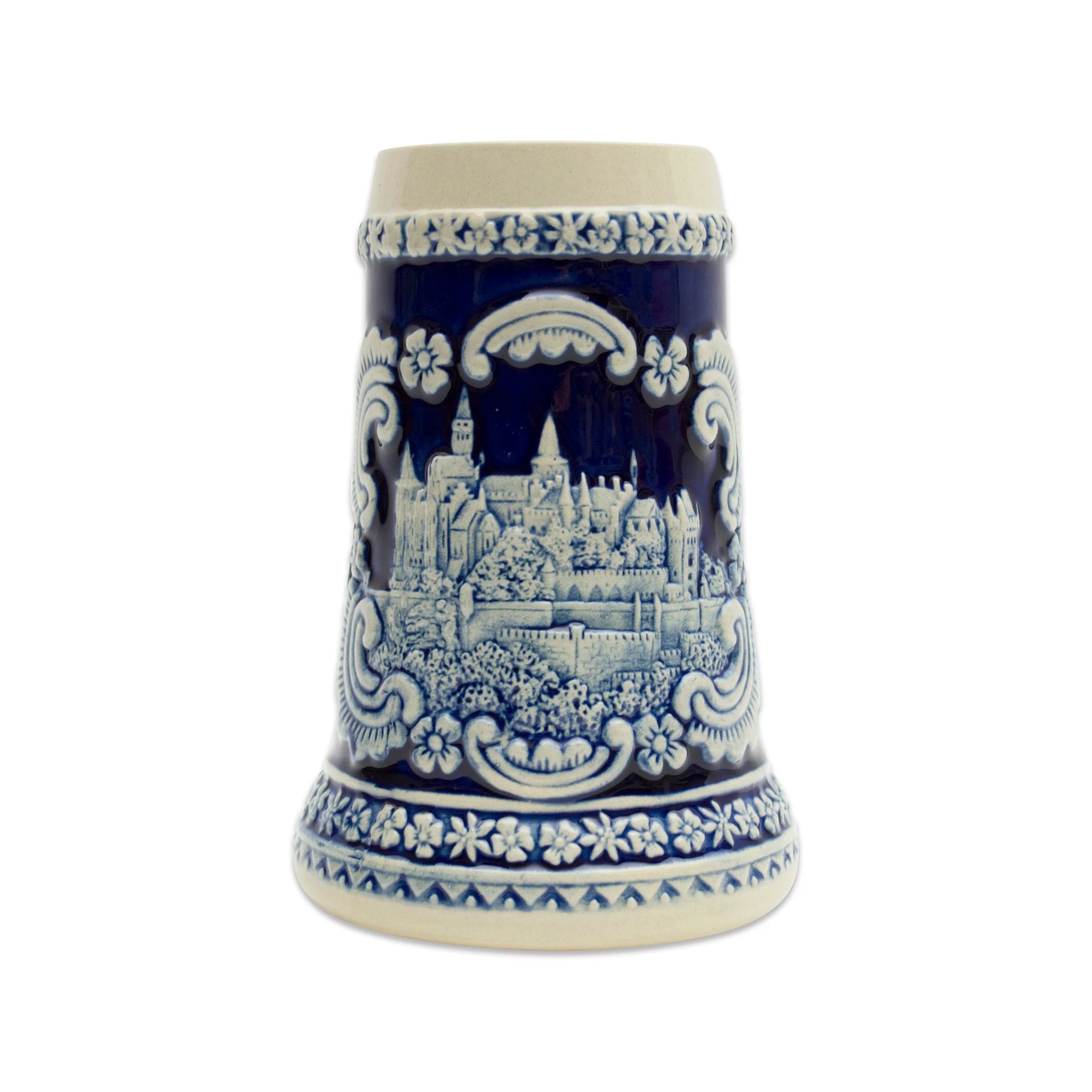 German Castle Engraved Ceramic Beer Stein 0.6 Liter I188695