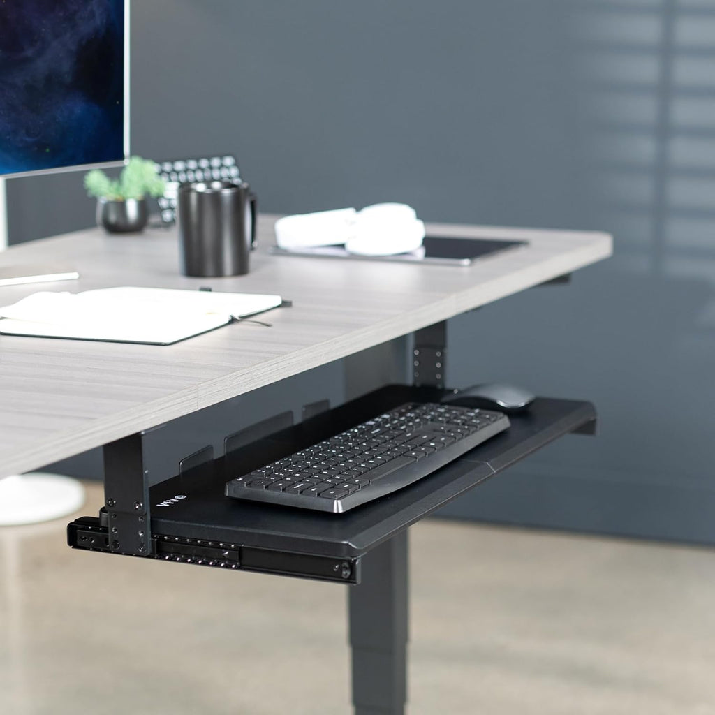 Large Height Adjustable Under Desk Keyboard Tray, 27 x 11 inch, Black S340543