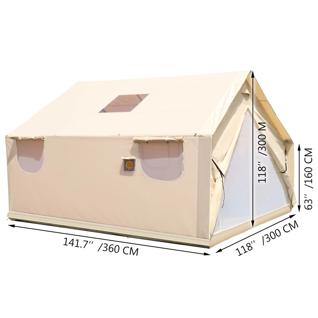 Canvas Wall Tent 10x12ft with PVC Storm Flap Waterproof with Stove Hole K98550