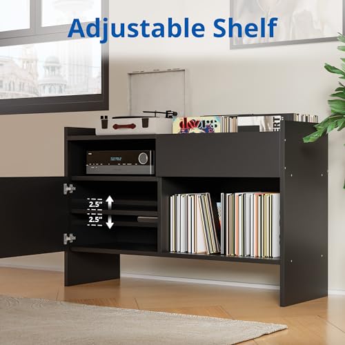 White Record Cabinet with Vinyl Storage U8661