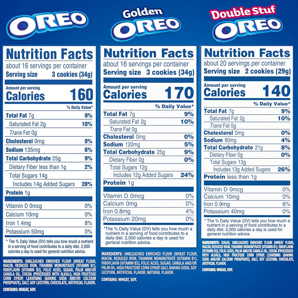 Original, Double Stuff & Golden Sandwich Cookies Variety Pack, Family Size, 3 Packs K823
