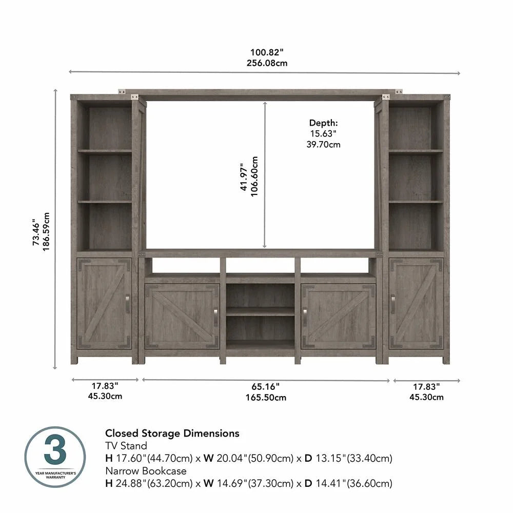 Restored Gray Entertainment Center with Shelves T8473