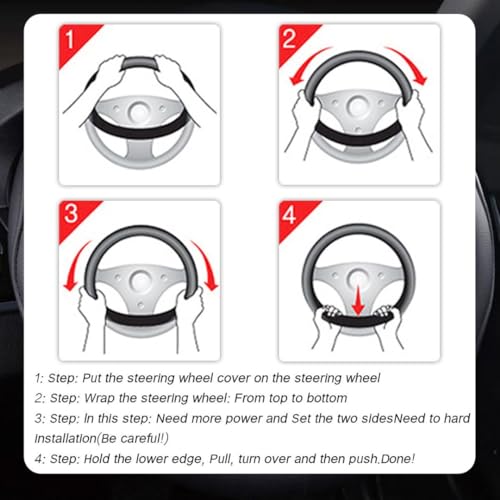 Leather Car Steering Wheel Cover, 14.5-15 Inch Universal X9440