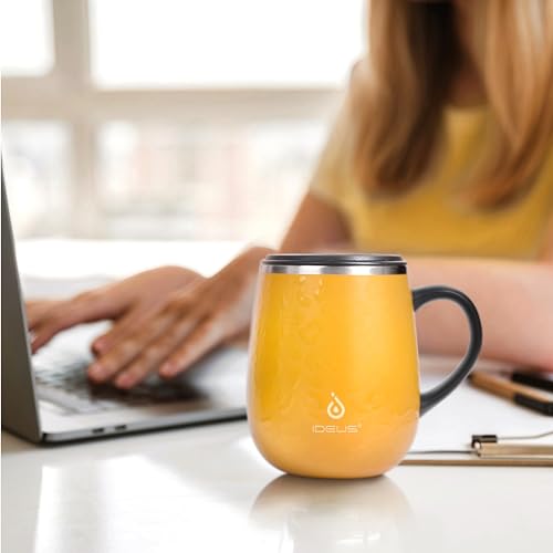 16 oz Insulated Stainless Steel Coffee Mug with Handle and Lid, Ocean Blue I31997