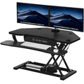 36 Inch Motorized Height-Adjustable Standing Desk Converter with Keyboard and Mouse Tray, Black S287