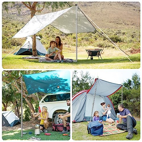 Telescoping Tent Tarp Pole 3 Section Stainless Steel Portable Camping Poles 33"-86.61" 2Pcs Set S343383