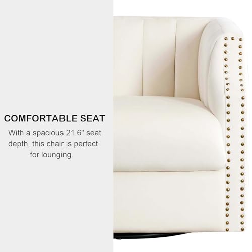 Swivel Barrel Chair Set of 2 Upholstered with Brass Rivets Y706866