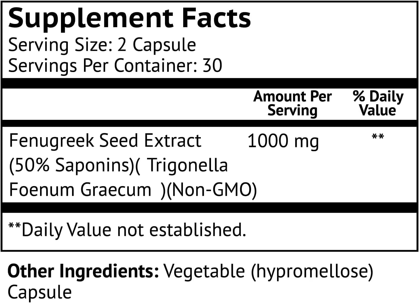 60 Capsules Fenugreek Seed Extract P806288