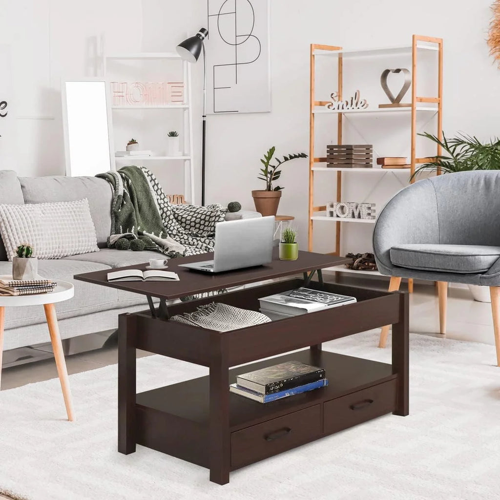 2 Drawer Lift Top Coffee Table Espresso M9121