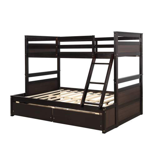 Gray Solid Wood Twin Over Full Bunk Bed Frame I36457