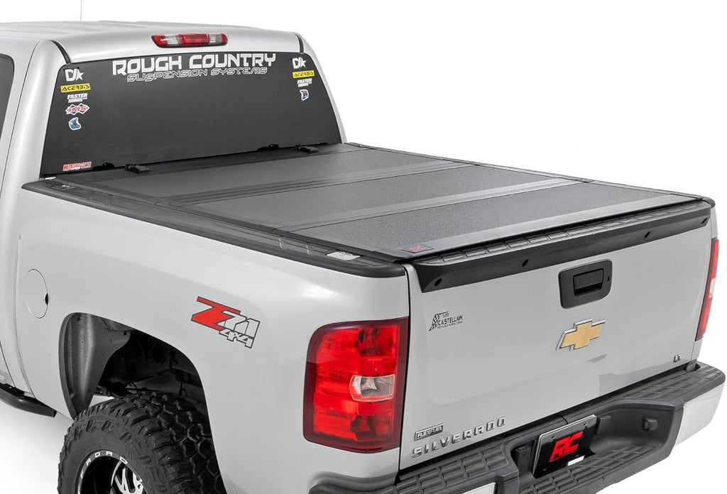 Hard Tri-Fold Flip Up Truck Bed Tonneau Cover for 5'9 Bed w/Rail Caps L64253