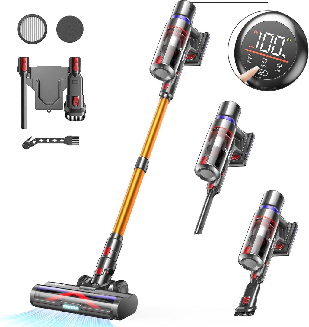Cordless Stick Vacuum Cleaner with Touch Screen, Anti-tangle Brush R180353